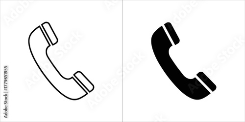 Phone handset icon in outline and solid style
