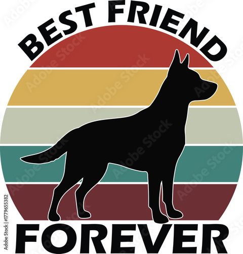 Best Friend Forever Dog Silhouette Retro Sunset Design