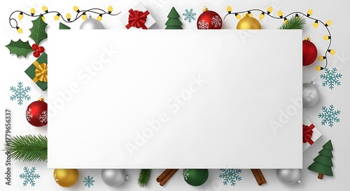 Festive Christmas border with empty space for text and holiday decorations