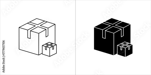 Two boxes of different sizes in black and white