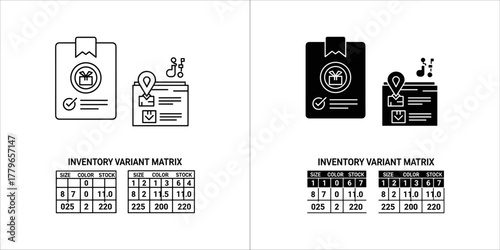 Inventory unit matrix in black and white colors