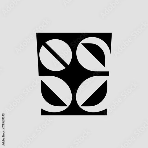 Geometric minimal pattern, abstract square ornament, monochrome retro motif design. Stylish black white shape, simple sign of decor, style. Modern geometric minimal pattern.