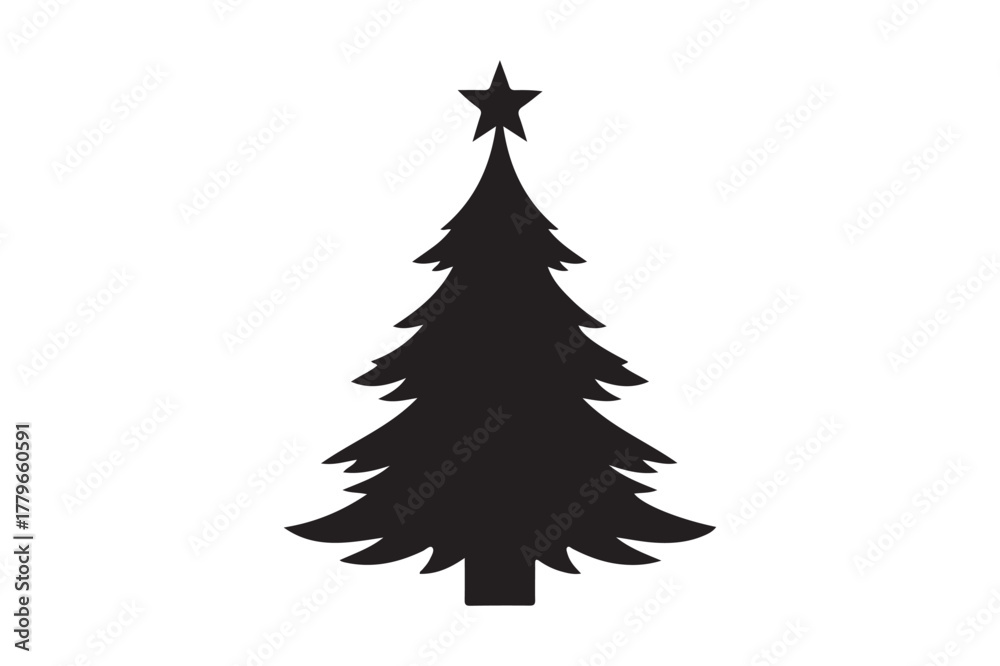 Obraz premium Christmas Tree silhouette vector illustration, Set of Christmas Tree silhouette vector , Christmas Tree silhouette bundle 