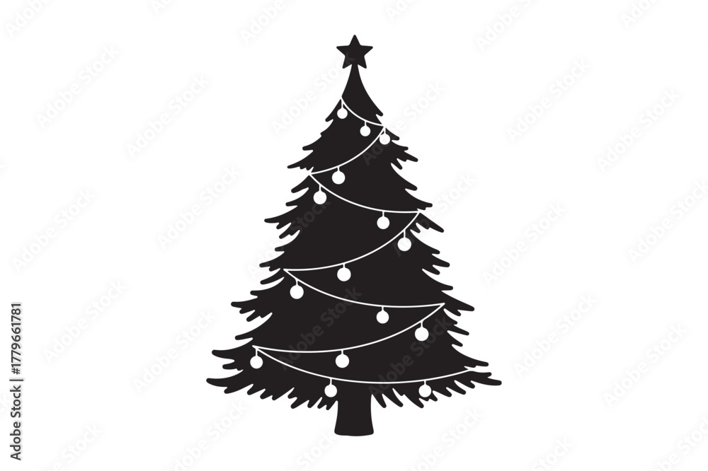 Obraz premium Christmas Tree silhouette vector illustration, Set of Christmas Tree silhouette vector , Christmas Tree silhouette bundle 