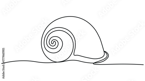 Continuous One Line Drawing of a Snail – Minimal Spiral Shell Art