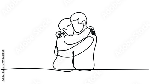 Continuous one Line Art – Embrace of Pain