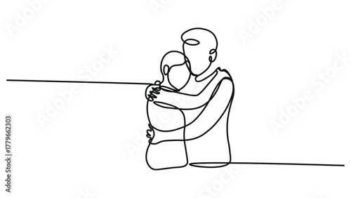 Continuous one Line Art – Embrace of Pain