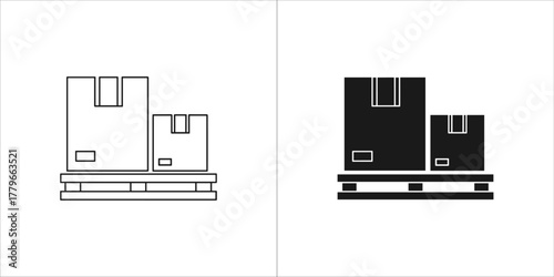 Boxes on pallet icon in vector format