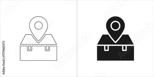 Package location icon in line and glyph style