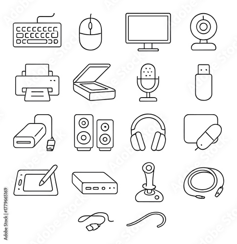 Essential computer accessories: keyboard, mouse, monitor, webcam, and more