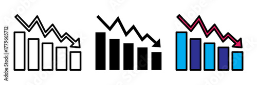Flat-style profit and loss chart outline icon in colored, filled, and stroke design. Represents business analytics, financial performance, and corporate reporting.
