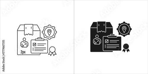 Quality control of delivery service linear icon