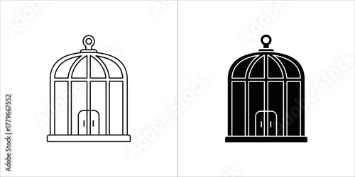 Black and white birdcage icon for web design