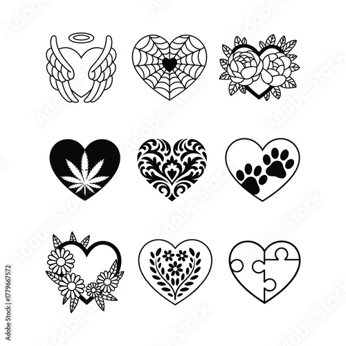 Collection of Diverse Heart Illustrations