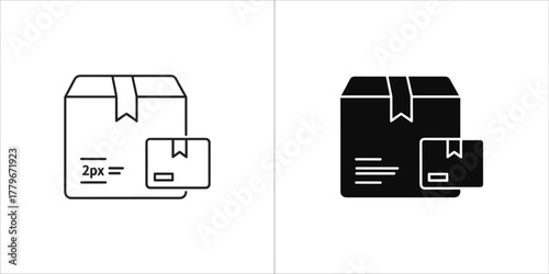 Package delivery icon, shipping box vector