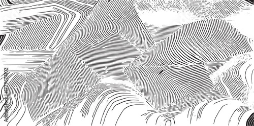 Monochrome texture composed of irregular graphic elements. Distressed uneven grunge background. Abstract vector illustration. Overlay for interesting effect and depth. Isolated on white background.