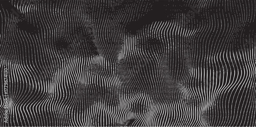 Monochrome texture composed of irregular graphic elements. Distressed uneven grunge background. Abstract vector illustration. Overlay for interesting effect and depth. Isolated on white background.