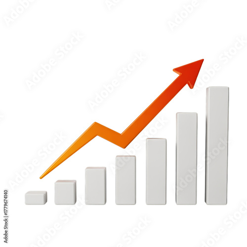 Free Download 3D Bar Graph with Upward Trend Arrow chart data - GFXLoad