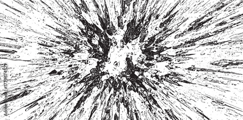 Circular starburst explosion texture. Distressed uneven grunge background. Abstract vector illustration. Overlay to create interesting effect and depth. Isolated on white background.