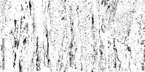 Monochrome texture composed of irregular graphic elements. Distressed uneven grunge background. Abstract vector illustration. Overlay for interesting effect and depth. Isolated on white background.