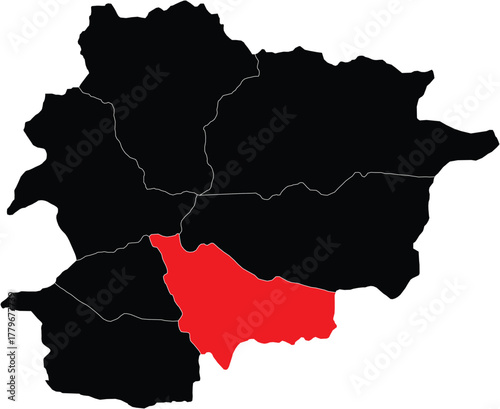 Vector Map of Les Escaldes Parish on the Map of Andorra