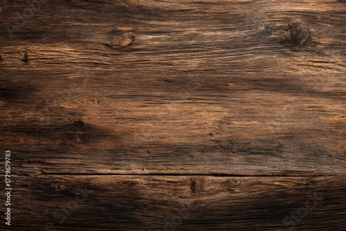 Dark rustic wooden plank surface with natural brown grain and knot details, ideal for vintage product mockups, menu layouts, packaging designs, and textured backgrounds