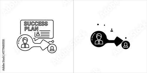 Success plan black glyph icon career growth