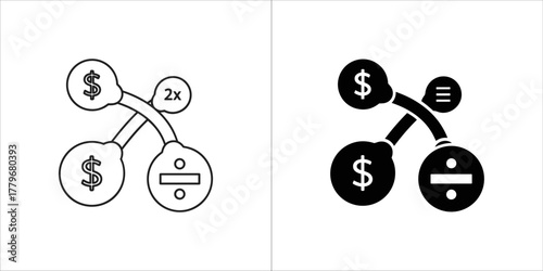Financial calculation icon for business concept