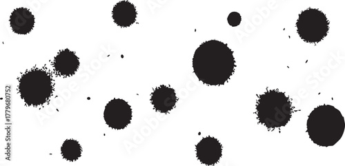 Ink splatters blots stains collection on transparent backdrop vector