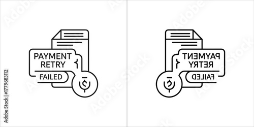 Payment retry failed concept with document and coin symbols