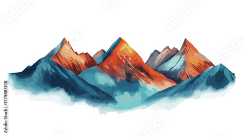 Andes Mountains. Andes Mountains hand drawn watercolor illustration