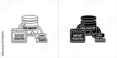Data migration icon showing database and import process