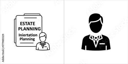 Estate planning icon with document and person
