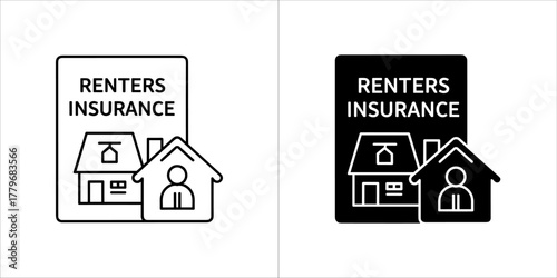 Renters insurance icon with house and person symbol
