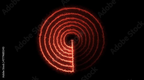 Glowing Red Neon Radar Circle Animation on Black Background