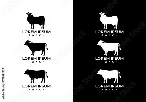 vector design set vector silhouette of cow various types of cows
