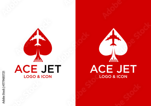 vector design of ace of spades logo icon with airplane