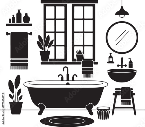 Elegant Bathroom Interior Illustration