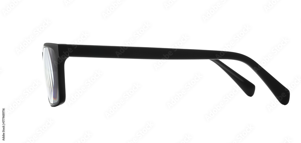 Obraz premium Black glasses isolated on white background, clipping path, side view