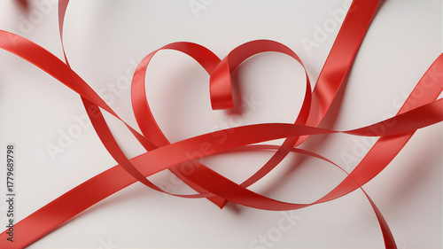 3D Red Ribbon Heart | World AIDS Day Hope & Awareness Symbol