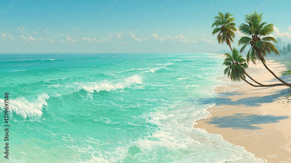 custom made wallpaper toronto digitaltropical beach with palm trees and turquoise ocean waves