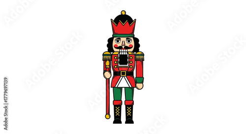 Bold Linocut Nutcracker Icon: Modern Twist, Stylized Holiday Symbol