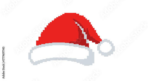 Bold Graphic Santa Hat Icon: Stylized Pixelated Texture Design