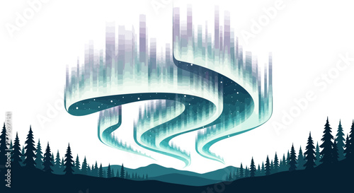 Aurora Borealis Icon: Abstract Natural Phenomenon for Winter Festivities