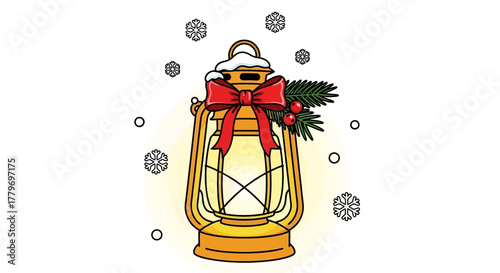 Storybook Lantern Icon: Charming Winter Glow Illuminating Snow