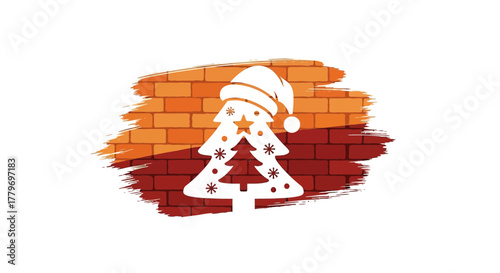 Brick Wall Mural Icon: Subtle Urban Festive Art for a Modern Holiday Theme