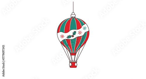 Art Deco Hot Air Balloon Icon: Elegant Ornament Style, Glamorous and Pure