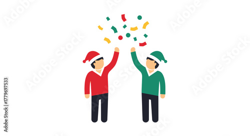 Joyful Confetti Toss Icon: Dynamic Pop Art Graphic for Celebration and Fun