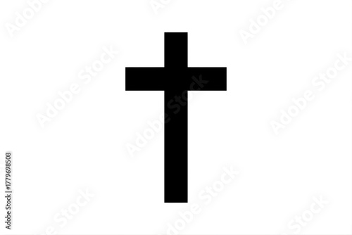 Black christian cross isolated on white background illustration