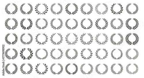 Vector icon collection of laurel wreaths